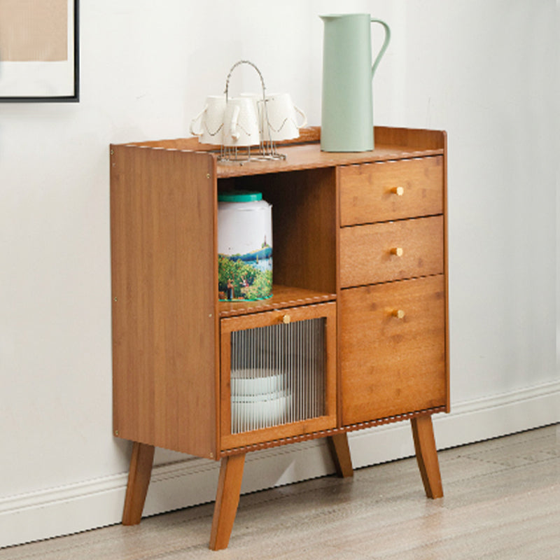 Modern Style Open Storage Buffet Stand Brown Engineered Wood Buffet Sideboard