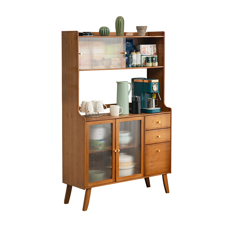 Modern Style Open Storage Buffet Stand Brown Engineered Wood Buffet Sideboard