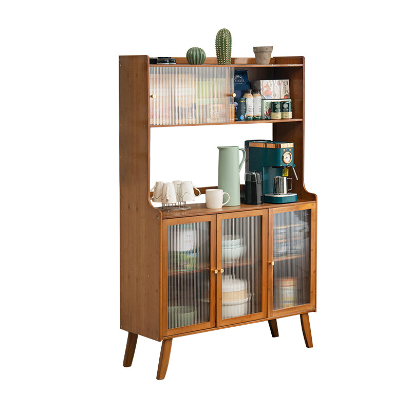 Modern Style Open Storage Buffet Stand Brown Engineered Wood Buffet Sideboard