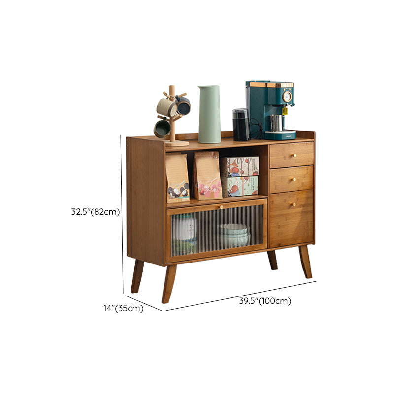 Modern Style Open Storage Buffet Stand Brown Engineered Wood Buffet Sideboard