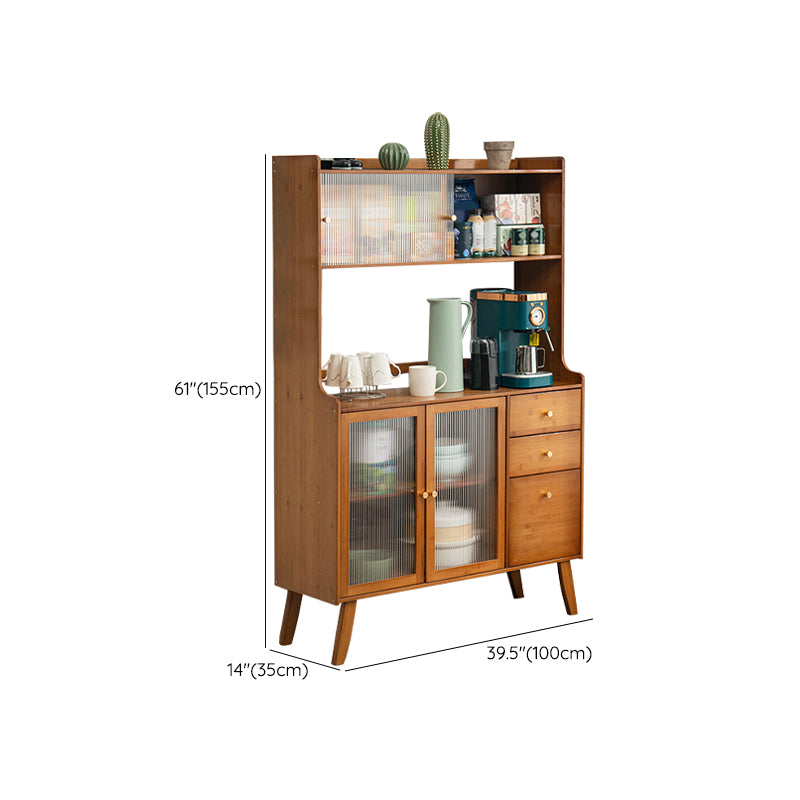 Modern Style Open Storage Buffet Stand Brown Engineered Wood Buffet Sideboard