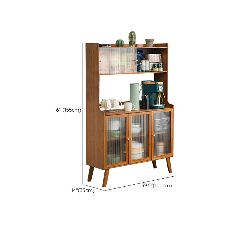 Modern Style Open Storage Buffet Stand Brown Engineered Wood Buffet Sideboard