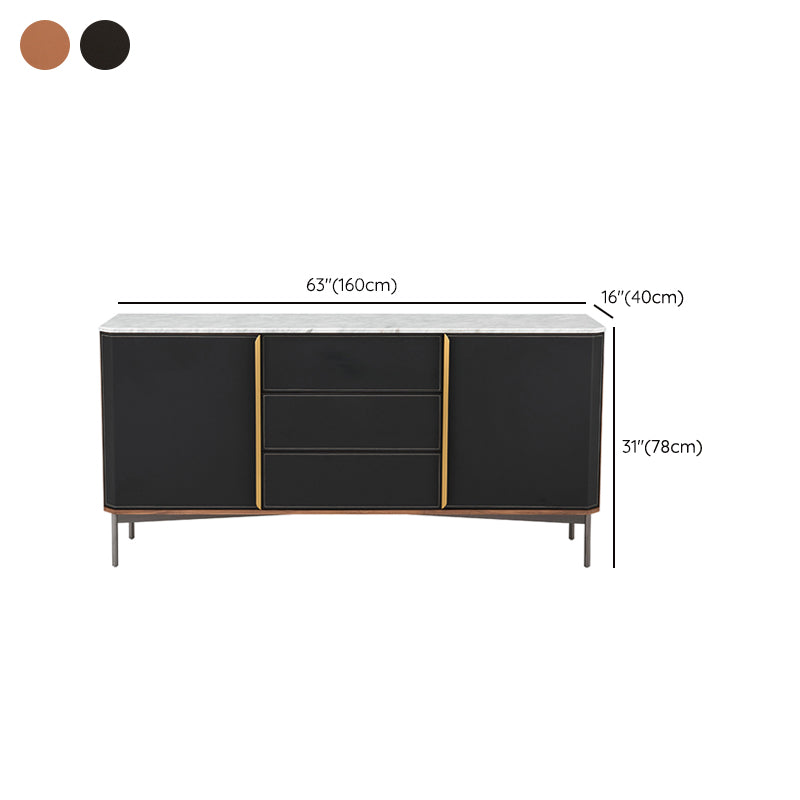 Glam Sideboard Wood Server Cabinet with Storage for Dining Room