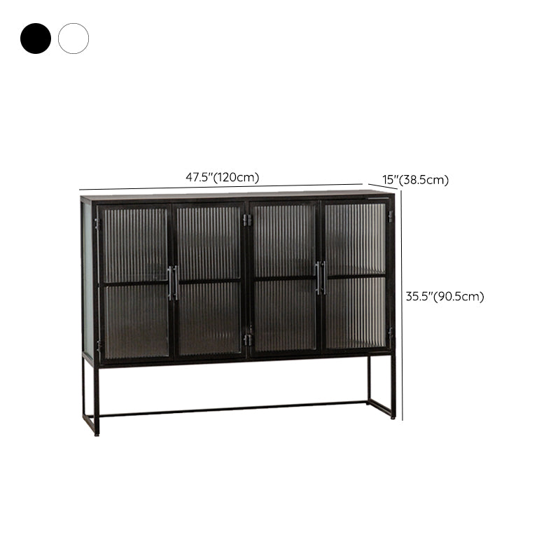 Glass Doors Contemporary Sideboard Metal Buffet Table for Living Room