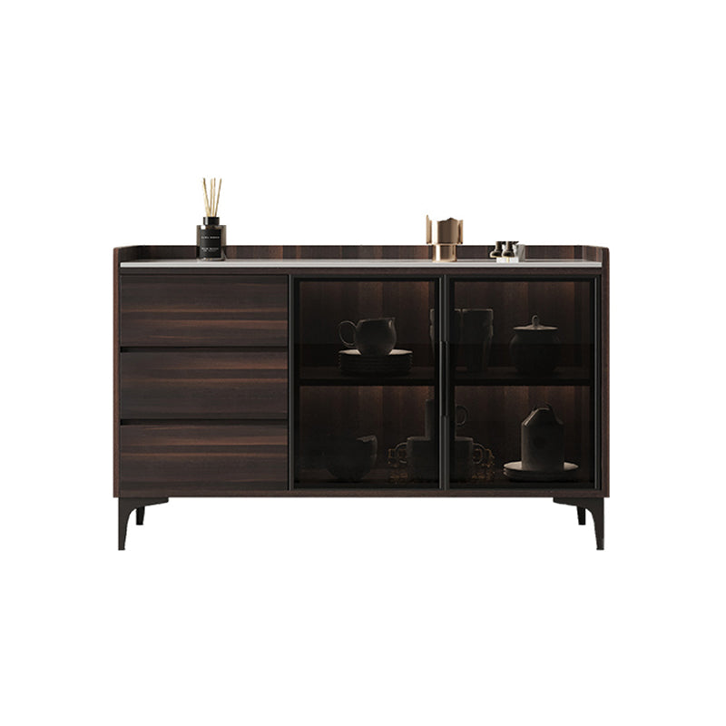 Contemporary Solid Wooden Buffet Sideboard Dining Room Credenza with LED Lights