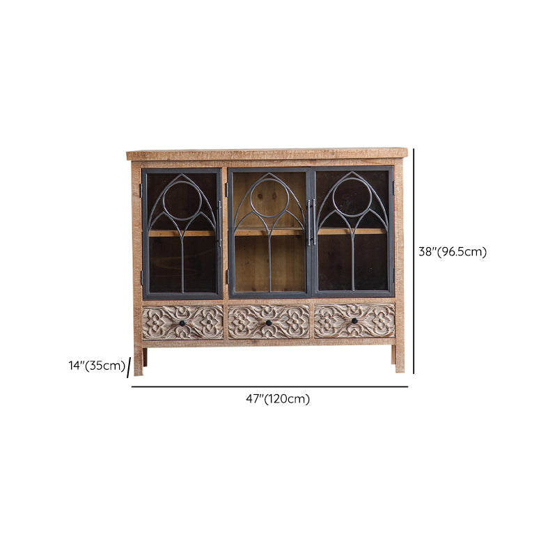 Solid Wood Curio Cabinet Traditional Glass Doors Display Stand