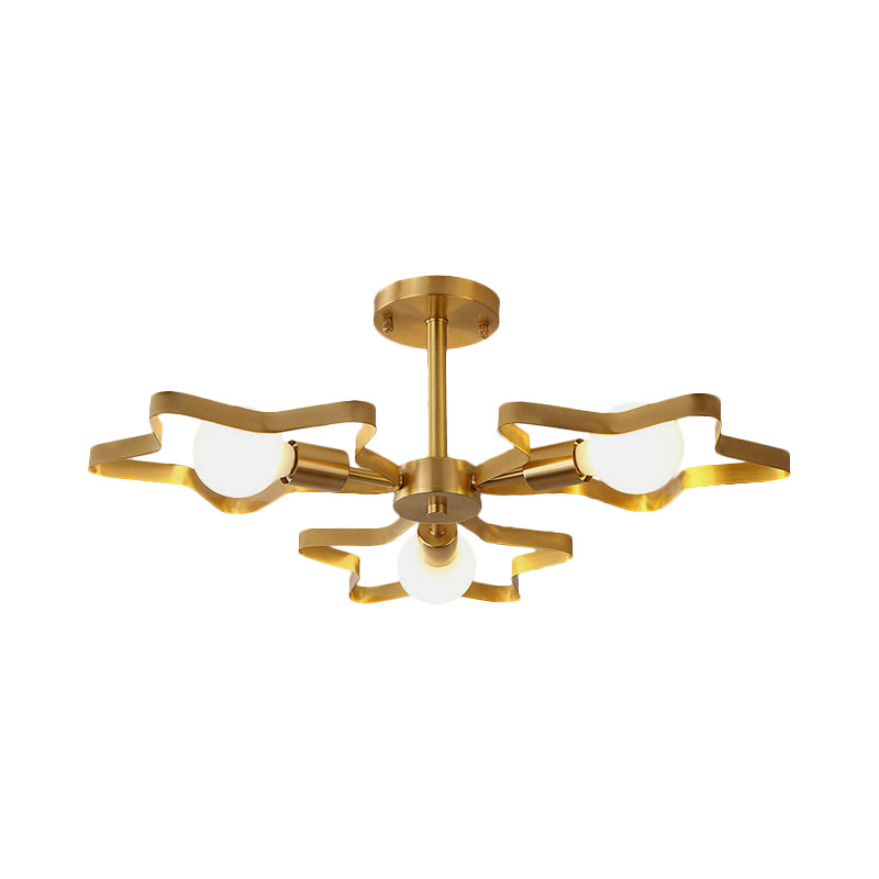 Kid 3/4/5-Head-Semi-Flush Deckenleuchte Goldpentagramm Flushmount Light mit Metallrahmen