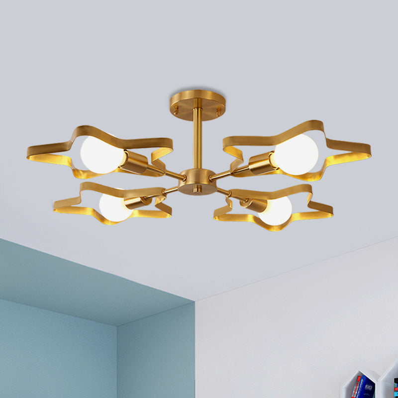 Kid 3/4/5-Head-Semi-Flush Deckenleuchte Goldpentagramm Flushmount Light mit Metallrahmen