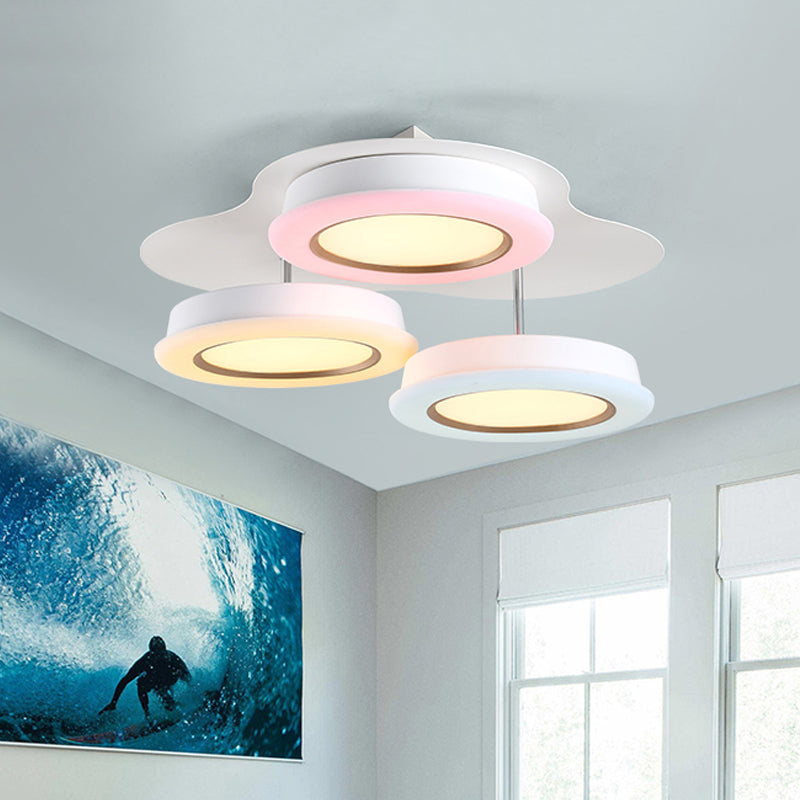 Bean Kids Room Ceiling Lamp Acrylic 3 Lights Macaron Style LED Flush Mount Light Fixture in Warm/White Light