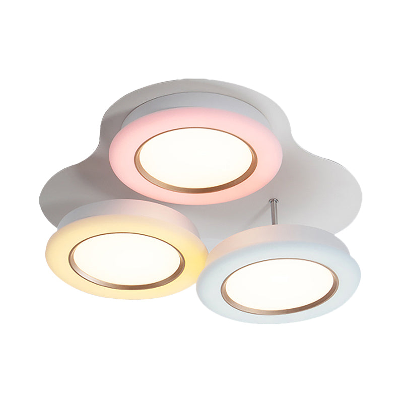 Bean Kids Room Ceiling Lamp Acrylic 3 Lights Macaron Style LED Flush Mount Light Fixture in Warm/White Light