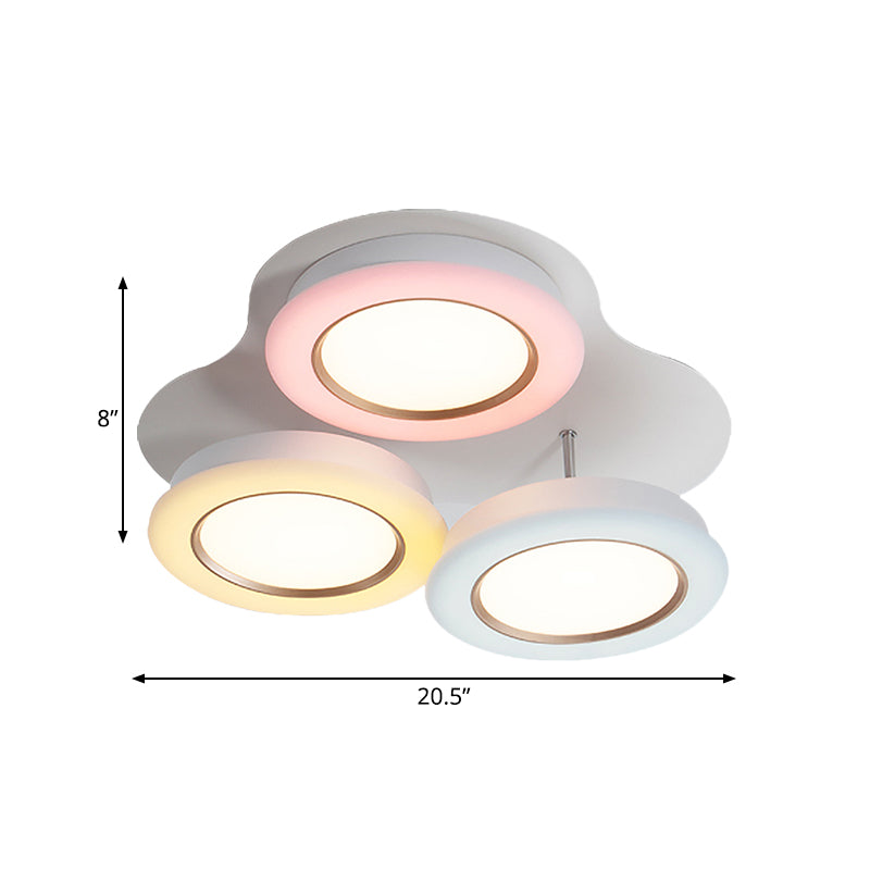 Bean Kids Room Ceiling Lamp Acrylic 3 Lights Macaron Style LED Flush Mount Light Fixture in Warm/White Light