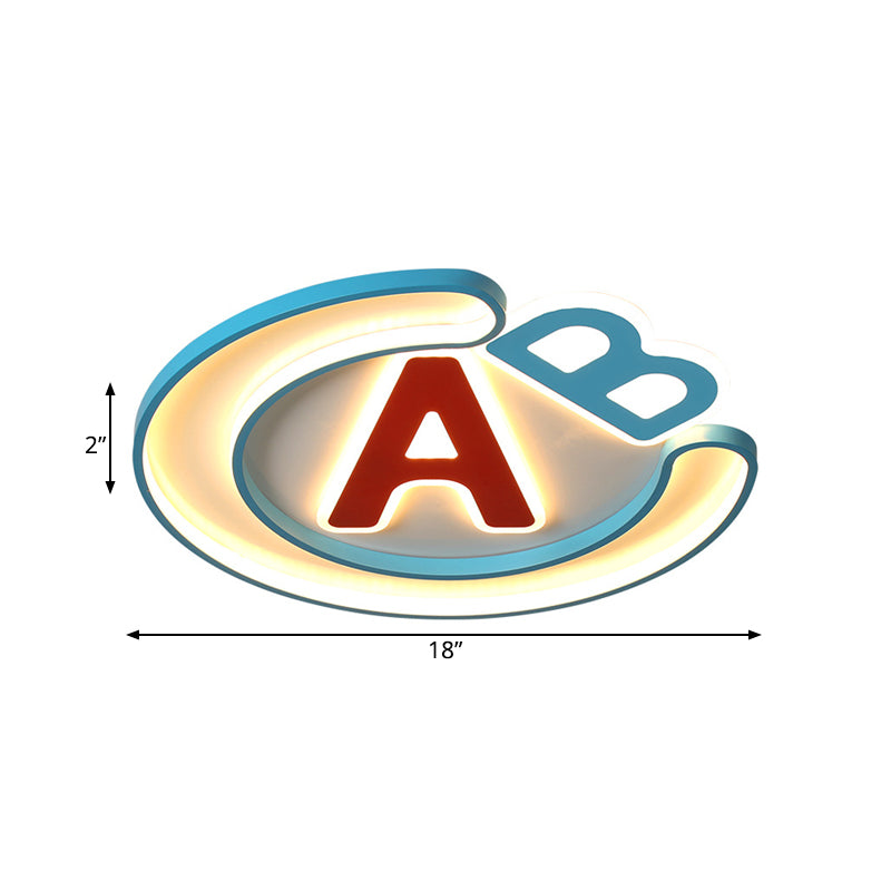 Letra inglesa, iluminación empotrada LED de acrílico para dormitorio de niños, superfina, empotrada en el techo, en luz azul, cálida/blanca