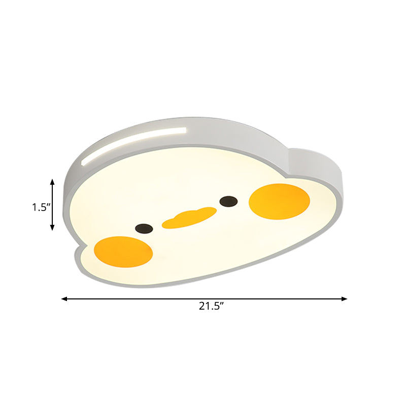 Lámpara de techo empotrada LED de dibujos animados de acrílico con luz empotrada para habitación de bebé de pollito lindo en blanco