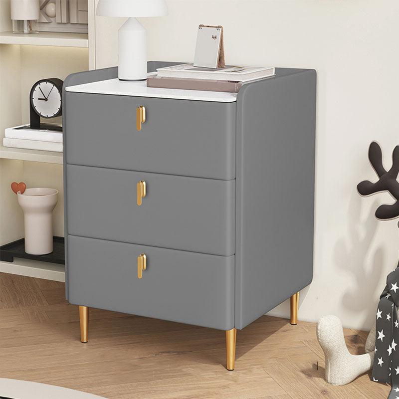 Contemporary Stone Bedside Cabinet with 3 Drawers for Bedroom