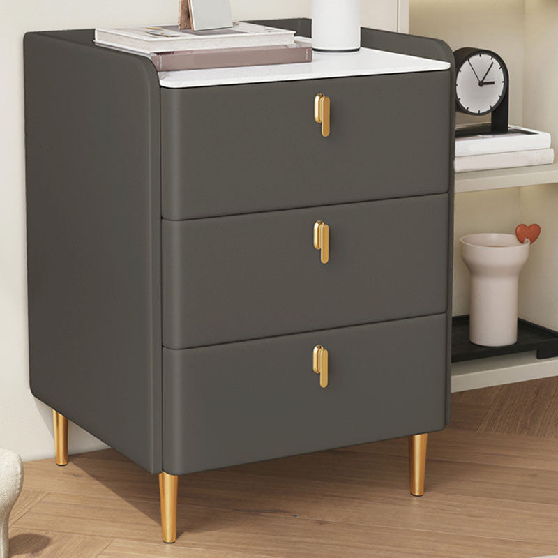 Contemporary Stone Bedside Cabinet with 3 Drawers for Bedroom