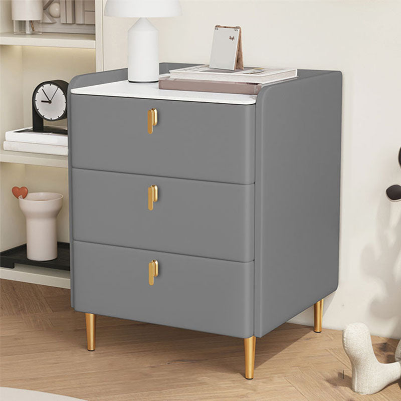 Contemporary Stone Bedside Cabinet with 3 Drawers for Bedroom