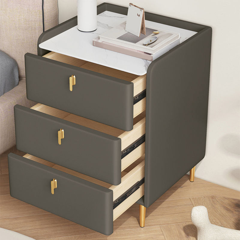 Contemporary Stone Bedside Cabinet with 3 Drawers for Bedroom