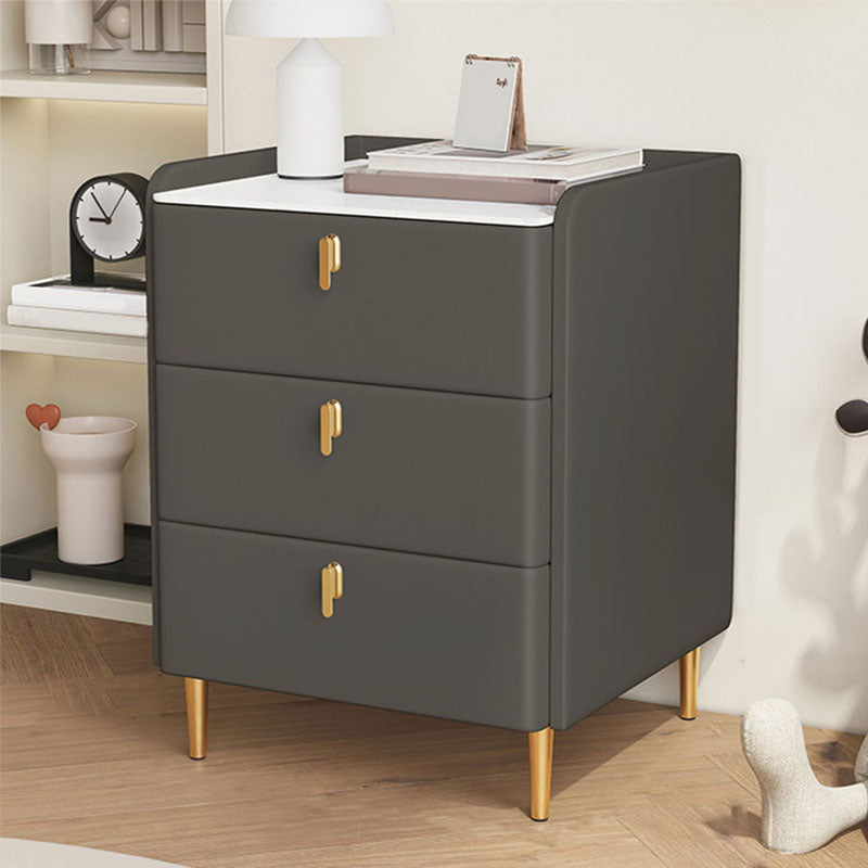 Contemporary Stone Bedside Cabinet with 3 Drawers for Bedroom