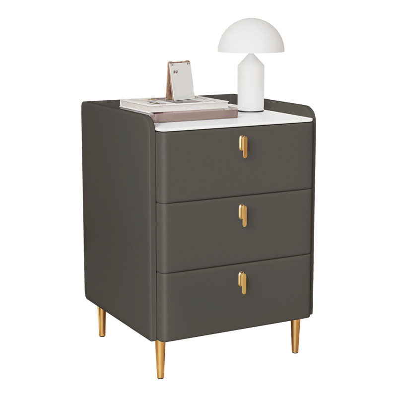 Contemporary Stone Bedside Cabinet with 3 Drawers for Bedroom