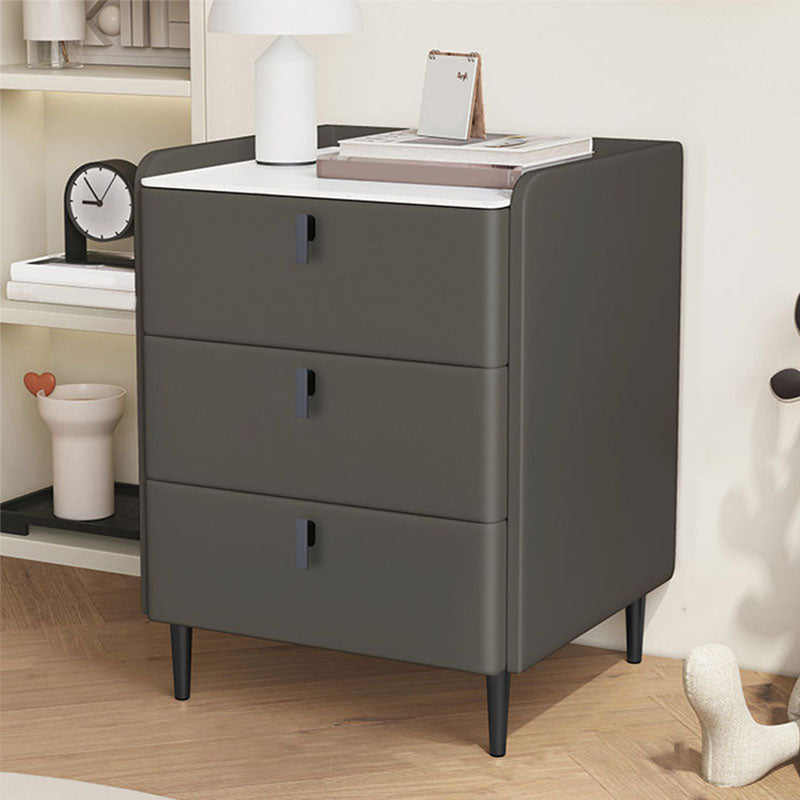 Contemporary Stone Bedside Cabinet with 3 Drawers for Bedroom