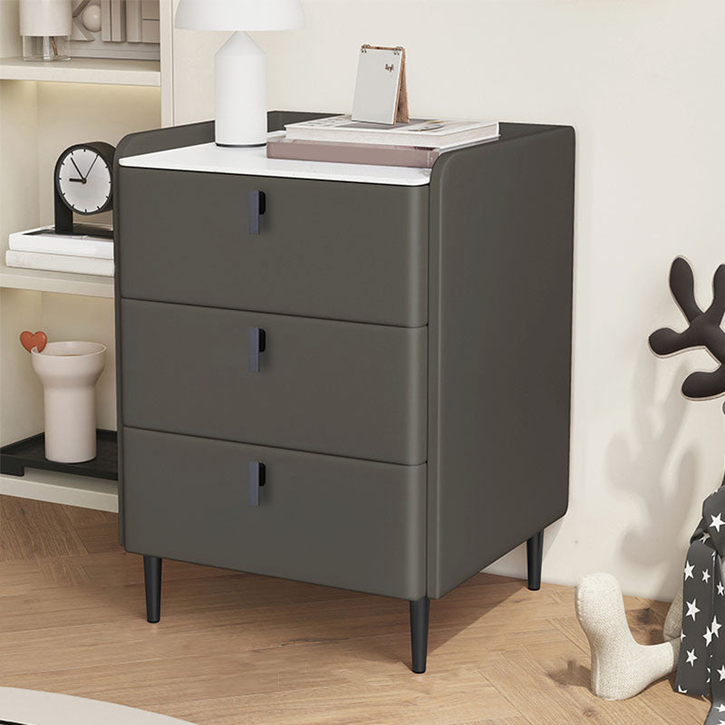 Contemporary Stone Bedside Cabinet with 3 Drawers for Bedroom