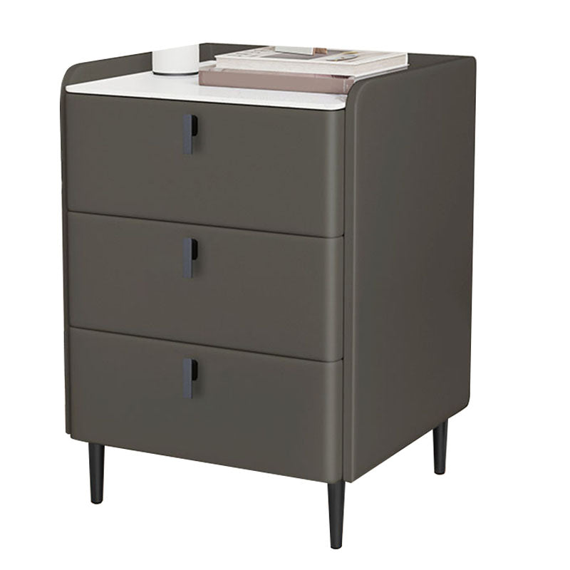 Contemporary Stone Bedside Cabinet with 3 Drawers for Bedroom