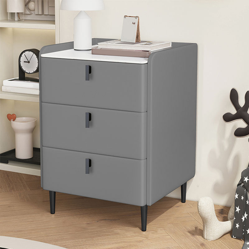 Contemporary Stone Bedside Cabinet with 3 Drawers for Bedroom