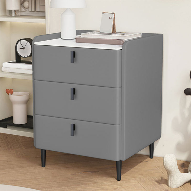 Contemporary Stone Bedside Cabinet with 3 Drawers for Bedroom