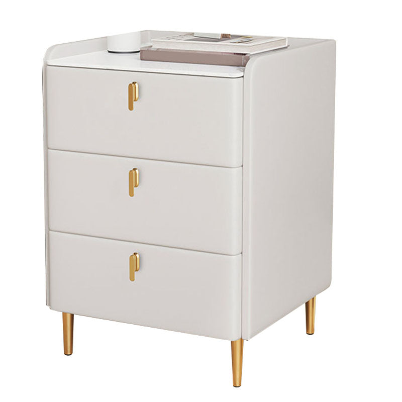 Contemporary Stone Bedside Cabinet with 3 Drawers for Bedroom