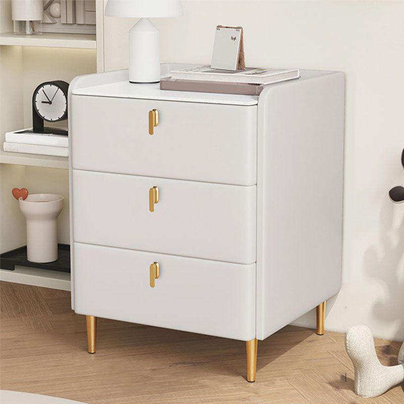 Contemporary Stone Bedside Cabinet with 3 Drawers for Bedroom