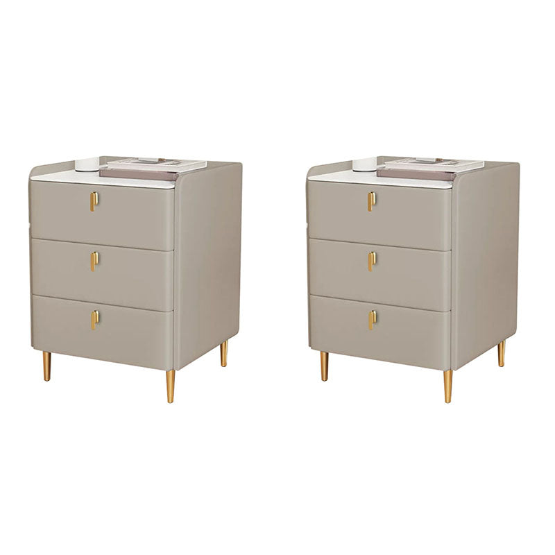 Contemporary Stone Bedside Cabinet with 3 Drawers for Bedroom