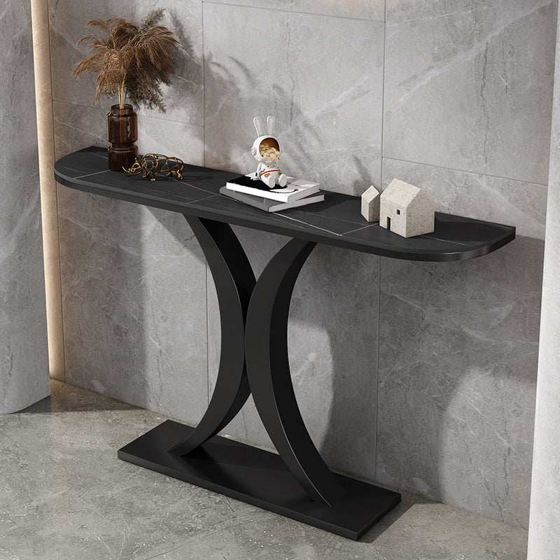 Half Moon Shape Contemporary Console Table Stone Console Sofa Table