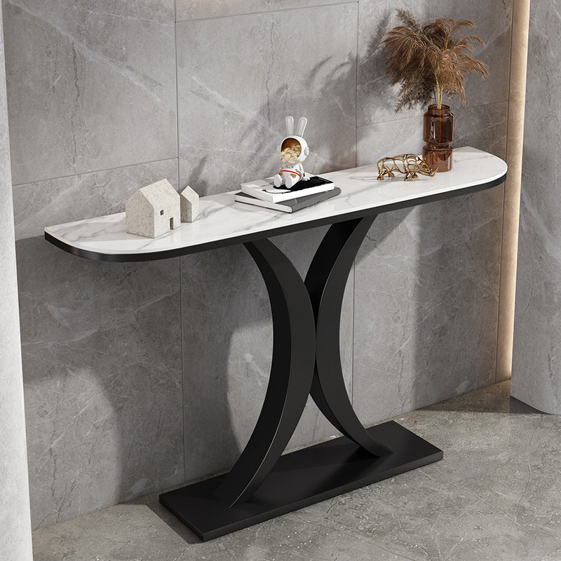 Half Moon Shape Contemporary Console Table Stone Console Sofa Table