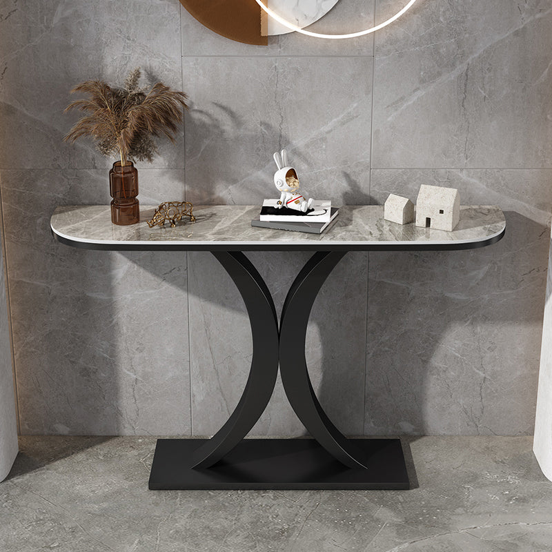 Half Moon Shape Contemporary Console Table Stone Console Sofa Table