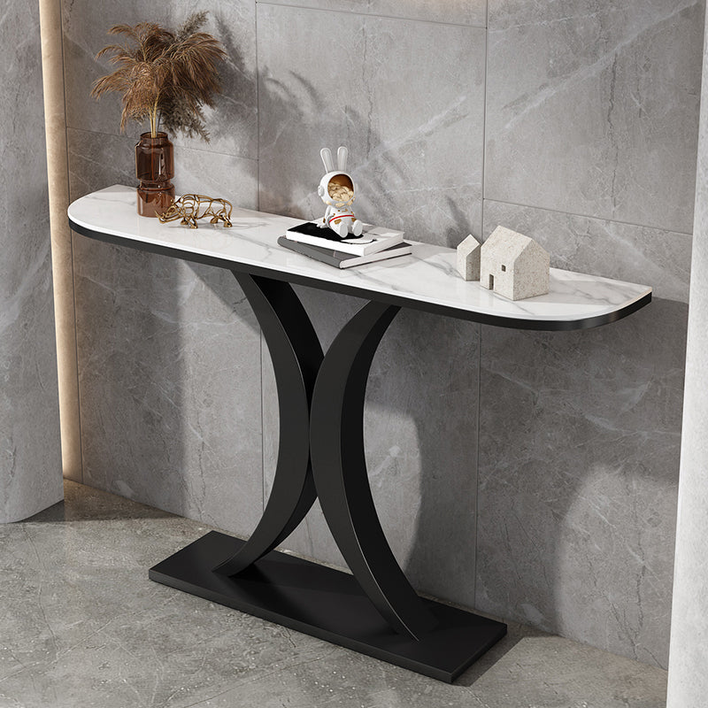 Half Moon Shape Contemporary Console Table Stone Console Sofa Table