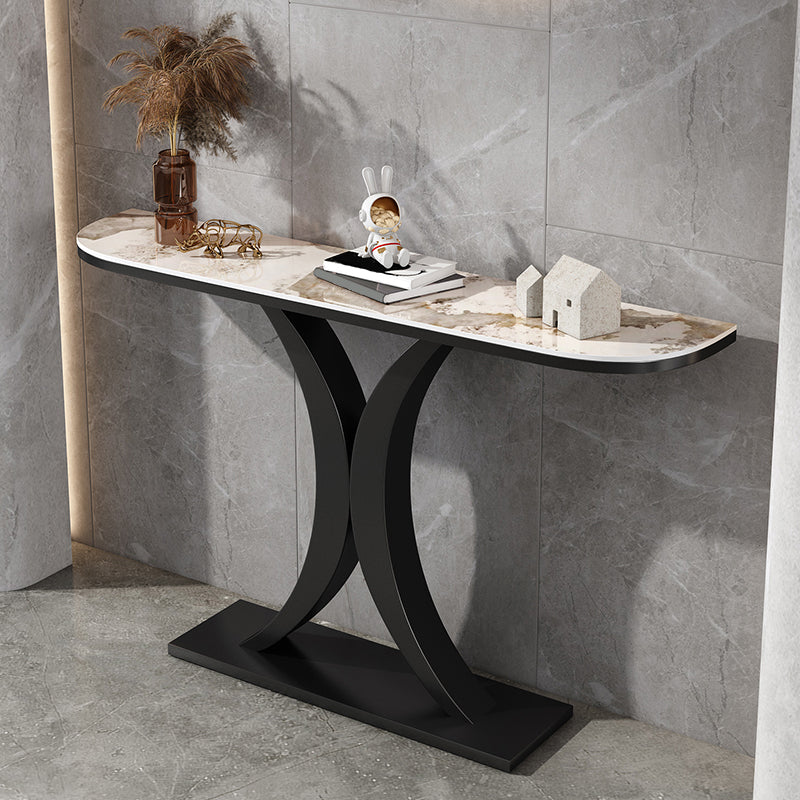 Half Moon Shape Contemporary Console Table Stone Console Sofa Table