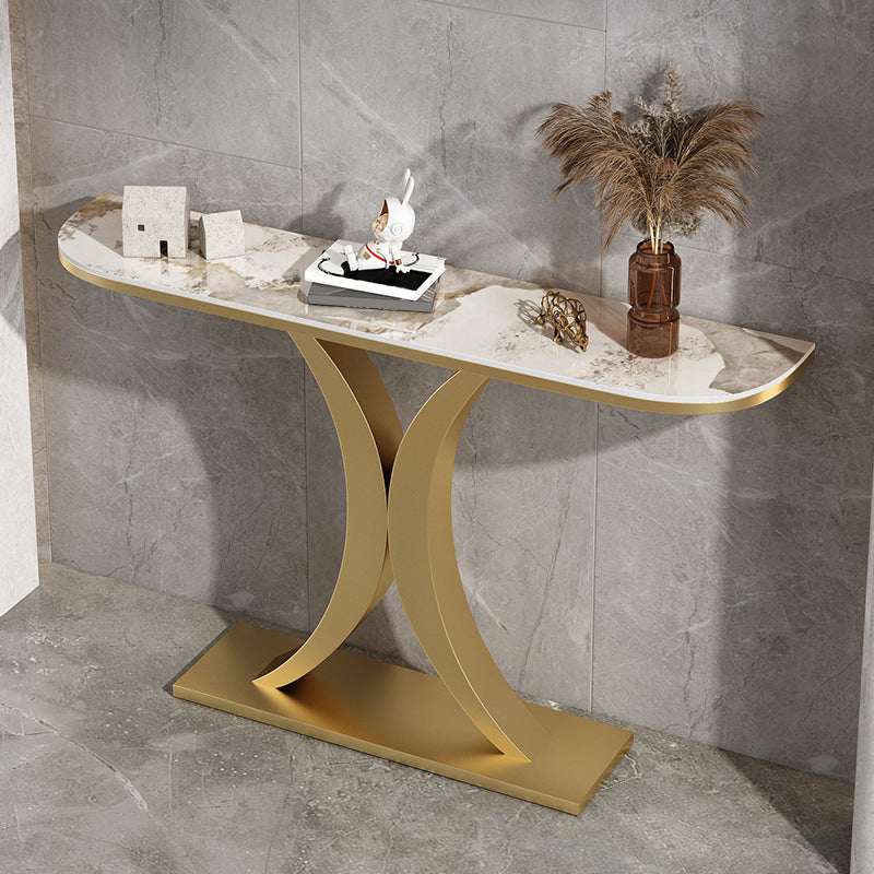 Half Moon Shape Contemporary Console Table Stone Console Sofa Table