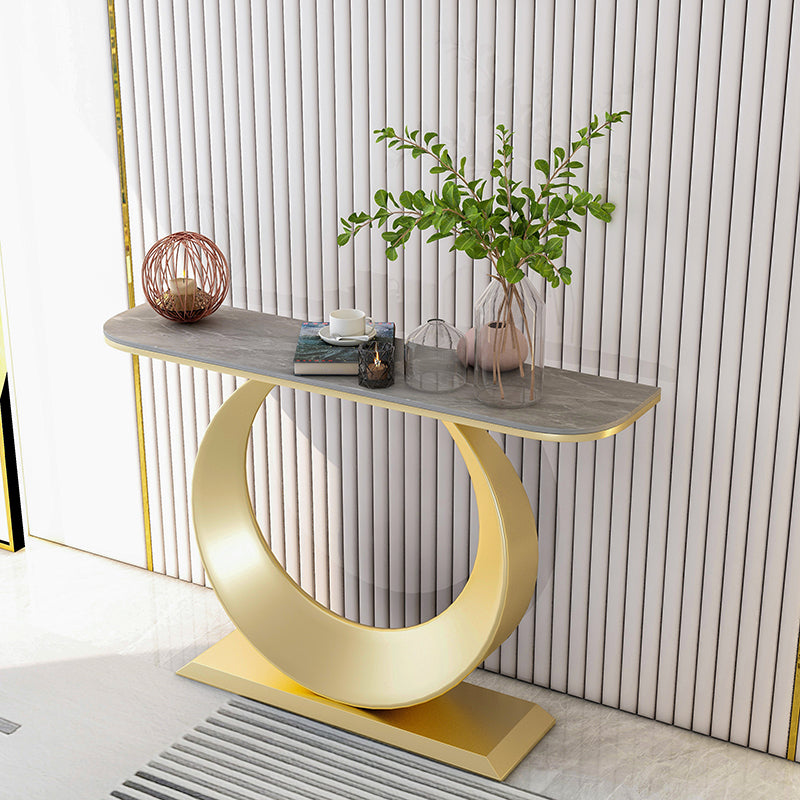 Rectangle Shape Contemporary Console Table Stone Accent Table