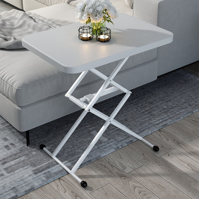 Rectangular Shaped Folding Office Desk with Metal Legs in White