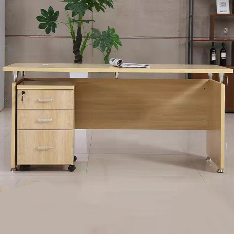 Modern Rectangular Shaped Natural Office Desk Wooden without Drawers