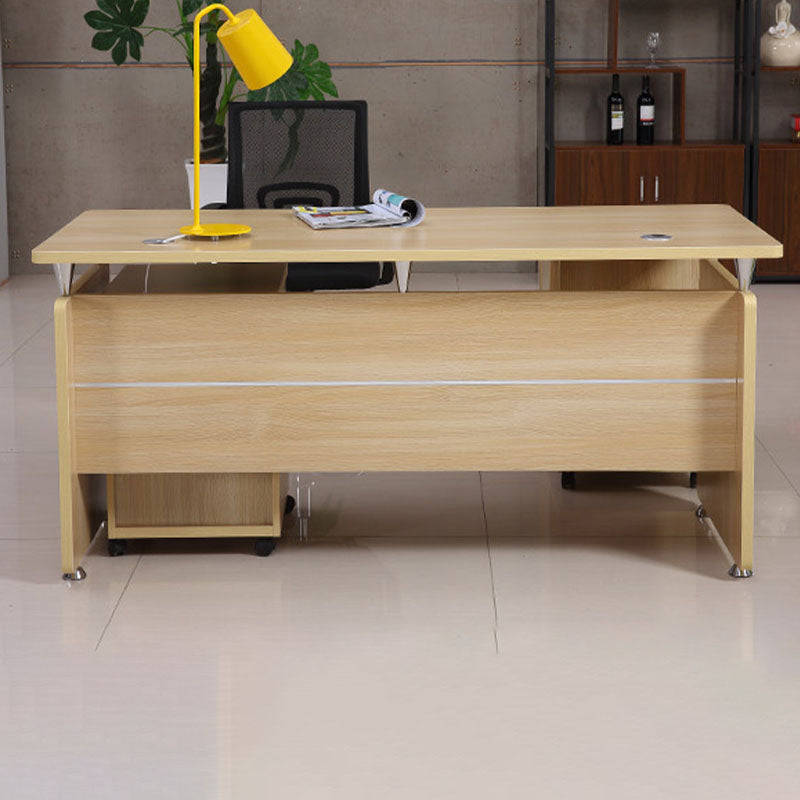 Modern Rectangular Shaped Natural Office Desk Wooden without Drawers