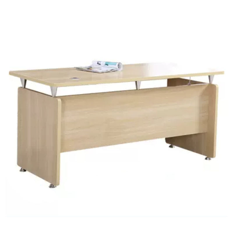 Modern Rectangular Shaped Natural Office Desk Wooden without Drawers