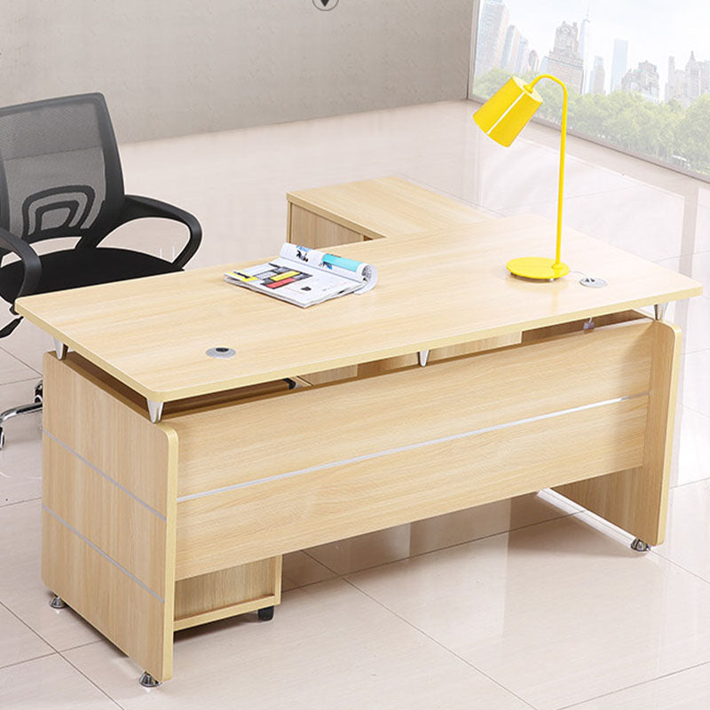 Modern Rectangular Shaped Natural Office Desk Wooden without Drawers