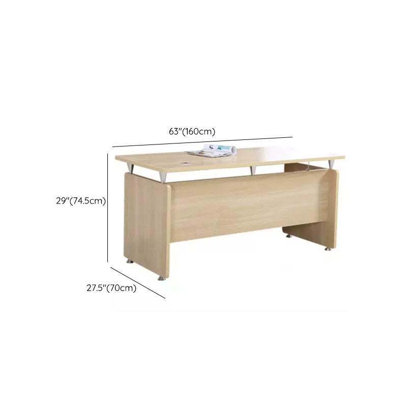 Modern Rectangular Shaped Natural Office Desk Wooden without Drawers