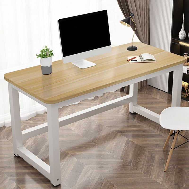 Rectangular Shaped Office Writing Table Wood in Natural with Metal Legs