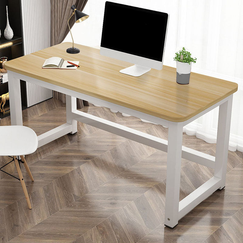 Rectangular Shaped Office Writing Table Wood in Natural with Metal Legs