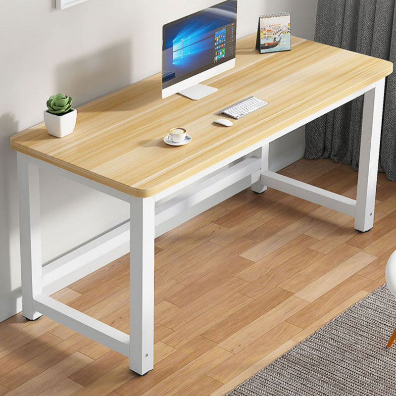 Rectangular Shaped Office Writing Table Wood in Natural with Metal Legs