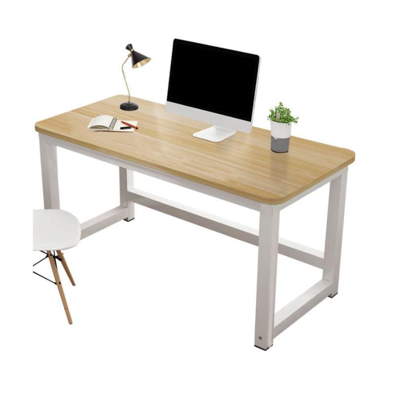 Rectangular Shaped Office Writing Table Wood in Natural with Metal Legs