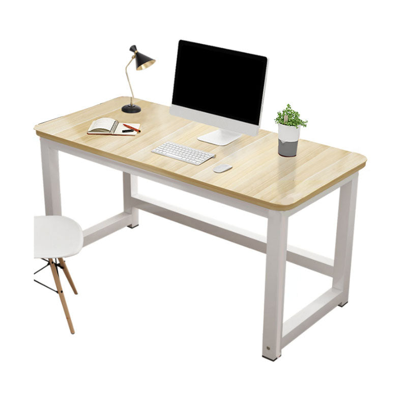 Rectangular Shaped Office Writing Table Wood in Natural with Metal Legs