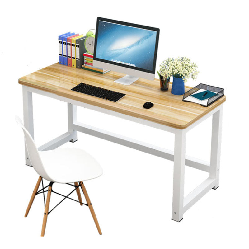 Rectangular Shaped Office Writing Table Wood in Natural with Metal Legs